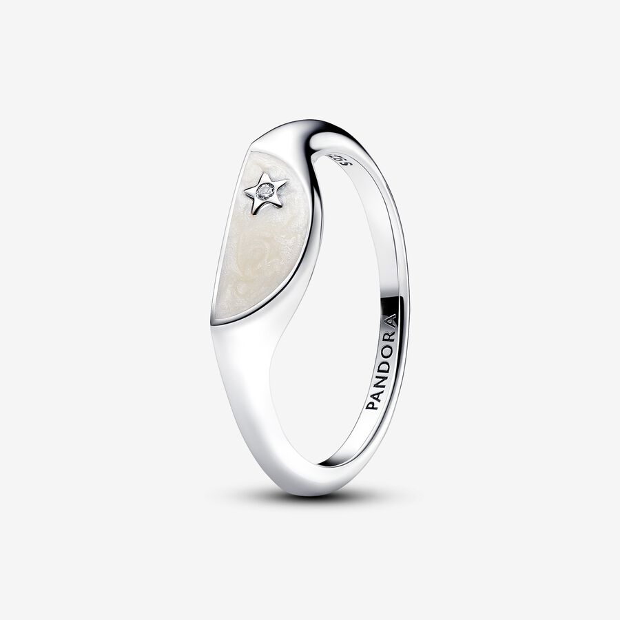 Pandora ME Halved Enamel Signet Ring Sterling Silver
