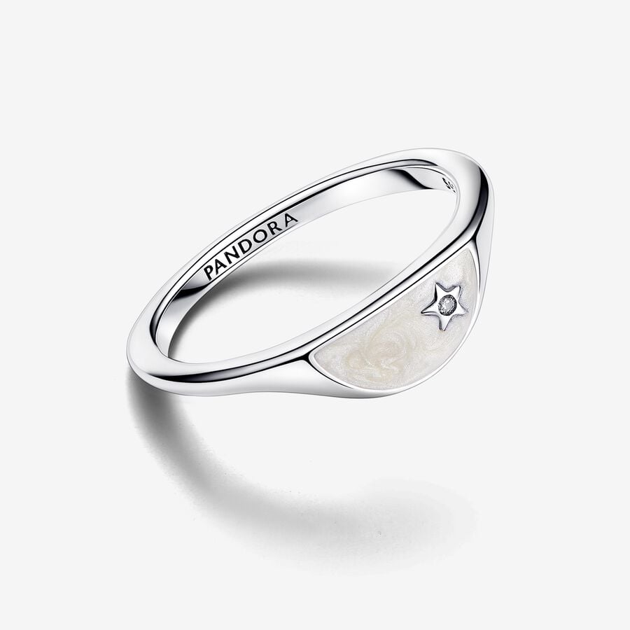 Pandora ME Halved Enamel Signet Ring Sterling Silver
