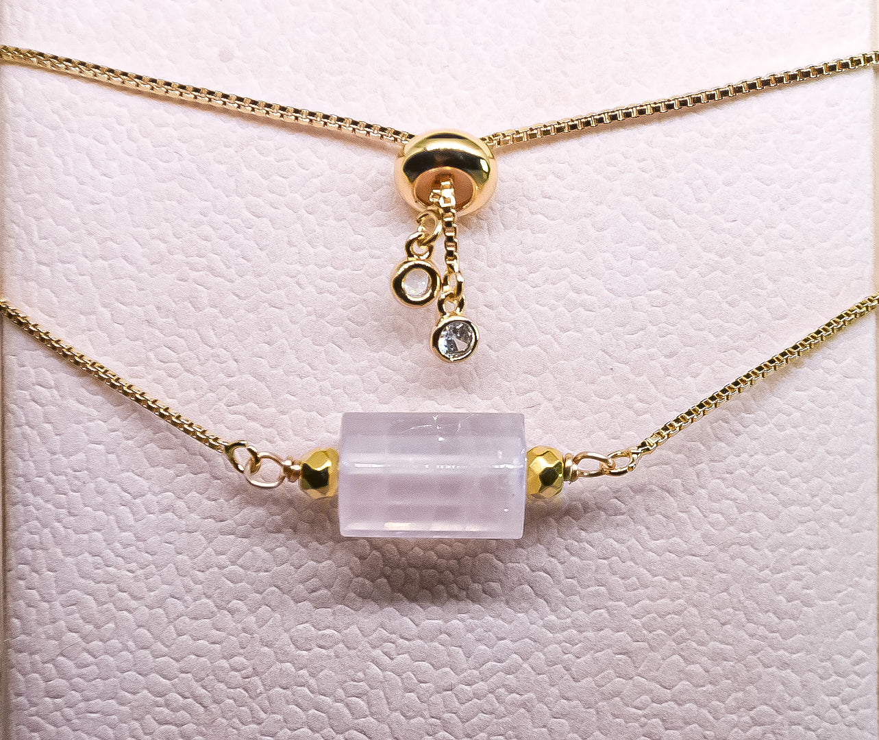 Realm facet natural Quartz handmade bracelet adjustable chain with zircones