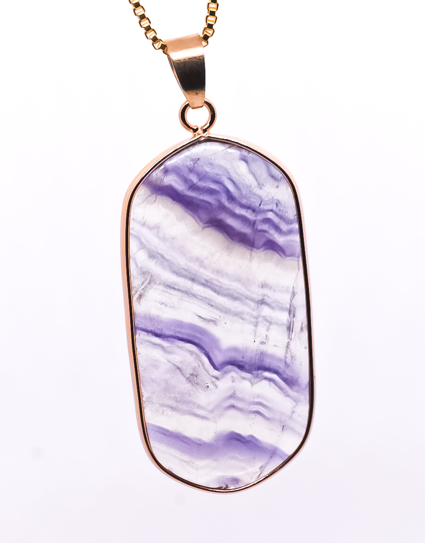 Rainbow Fluorite Pendant Necklace on 18K gold plated chain
