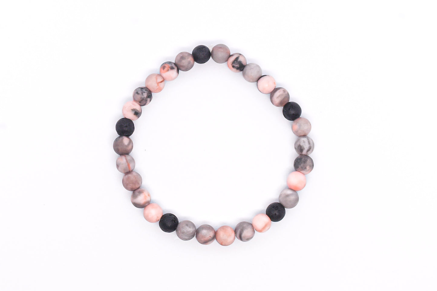 Pink zebra jasper 4mm beads bracelet matte