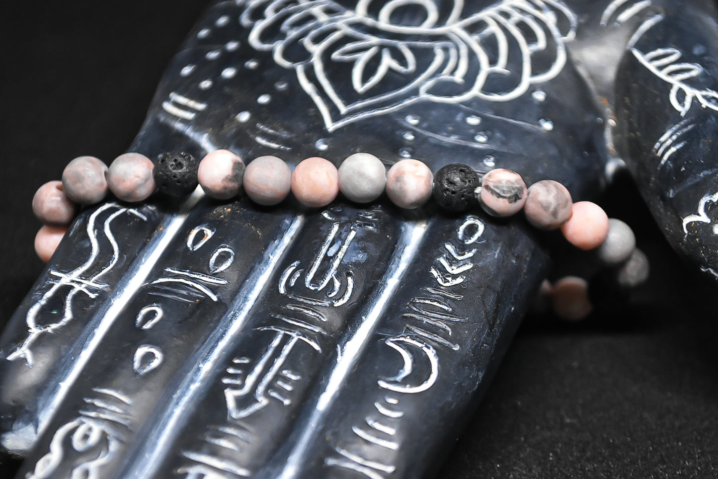 Pink zebra jasper 4mm beads bracelet matte