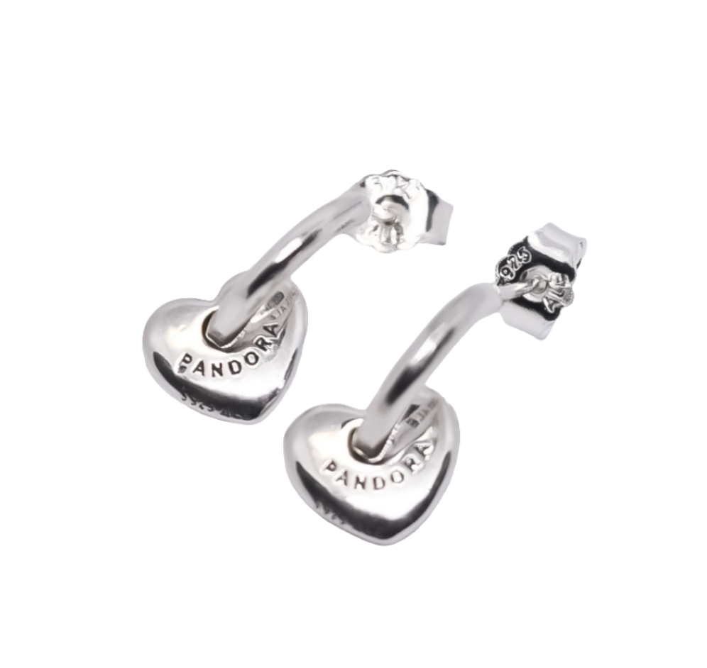 PANDORA Heart Open Hoop Earrings Sterling Silver