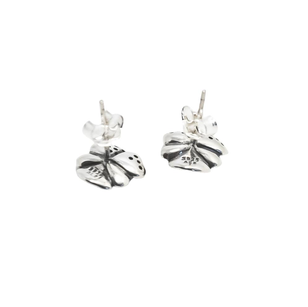Pandora Blue Pansy Flower Stud Earrings