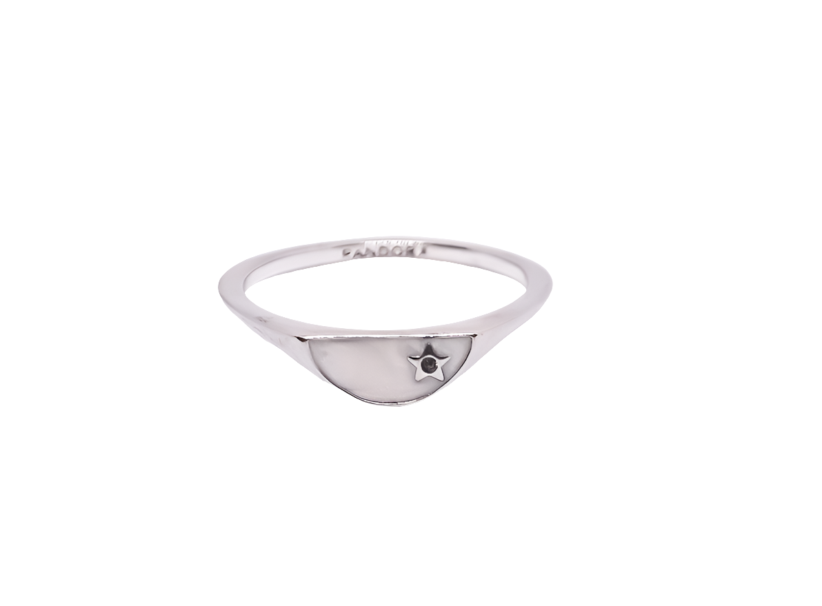 Pandora ME Halved Enamel Signet Ring Sterling Silver