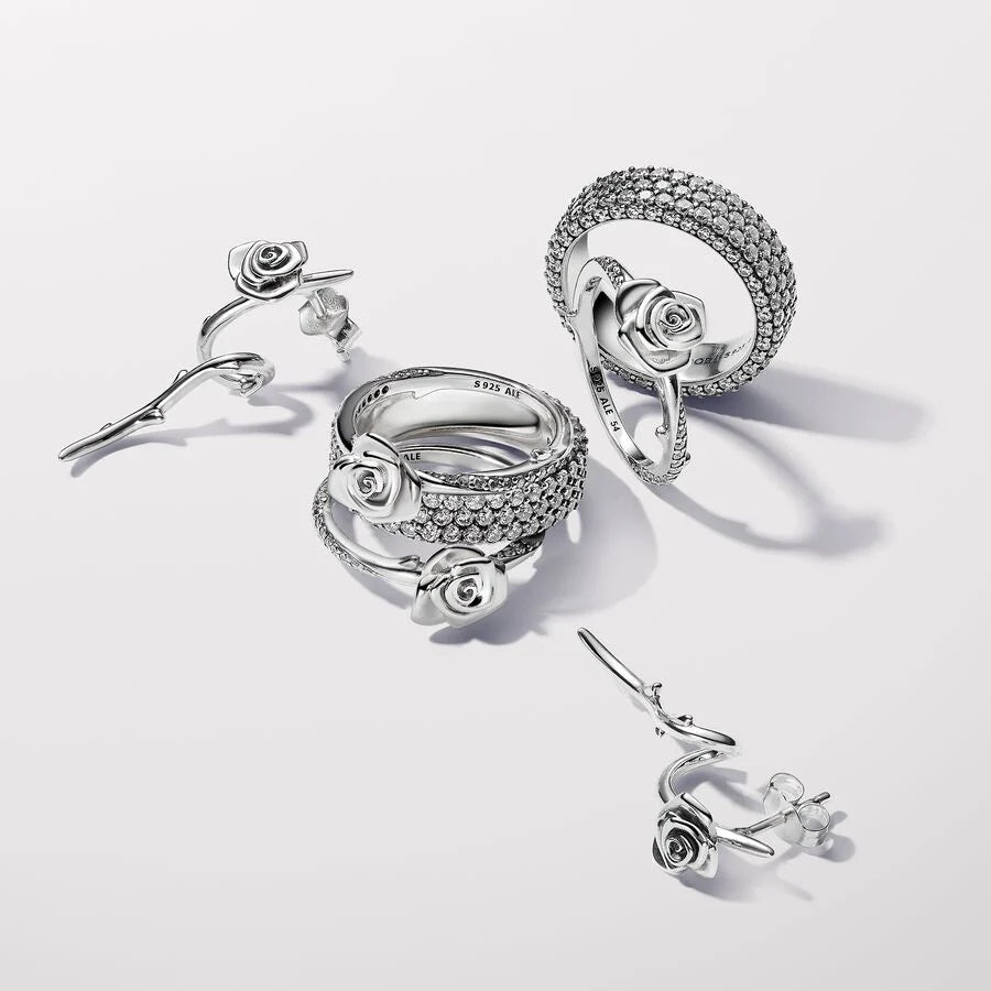 Pandora Rose in Bloom Curved Stud Earrings Sterlin Silver
