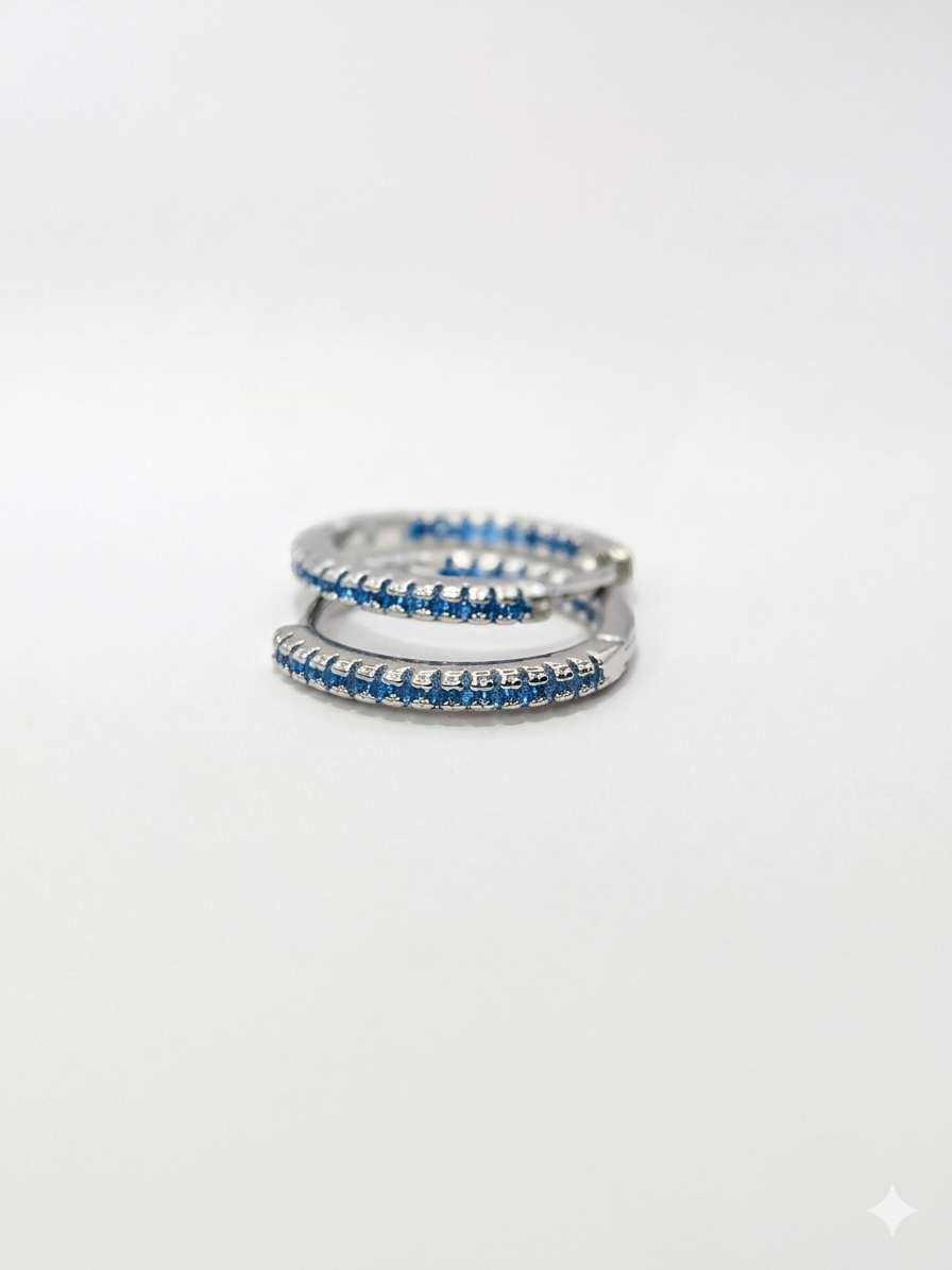 Timeless Pave Elegance Sterling silver Sapphire-Inspired Accented Hoop Earrings