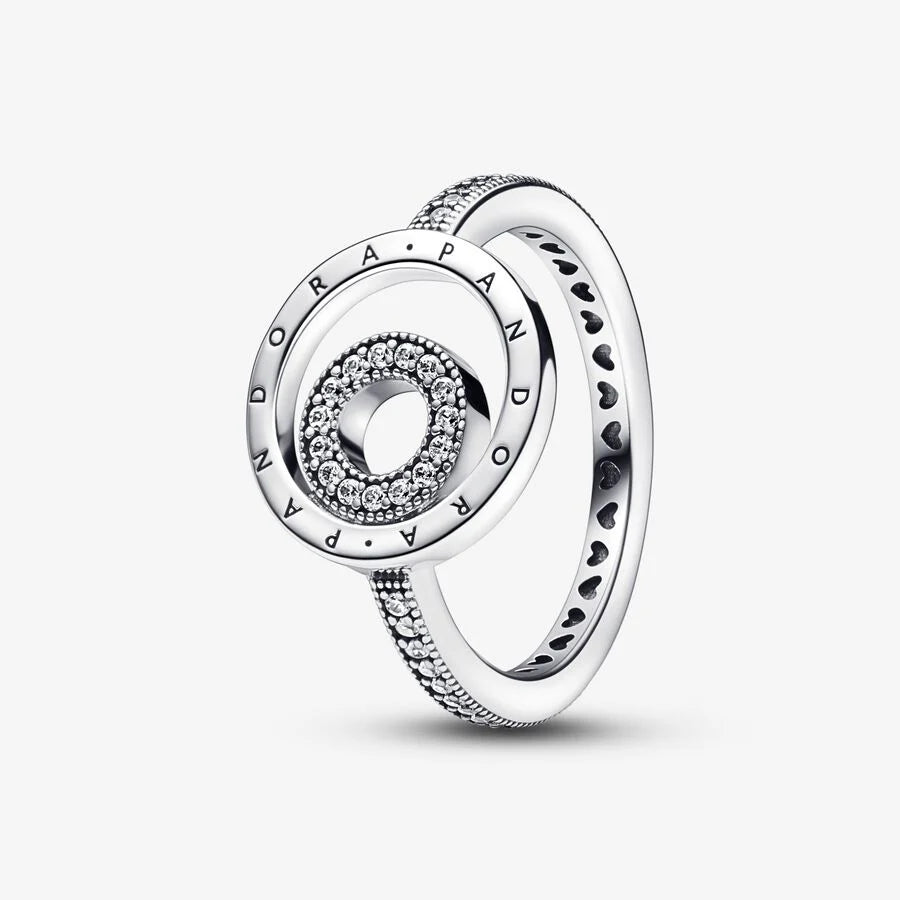 Pandora SIGNATURE Logo Circles Pavè Ring Sterling Silver