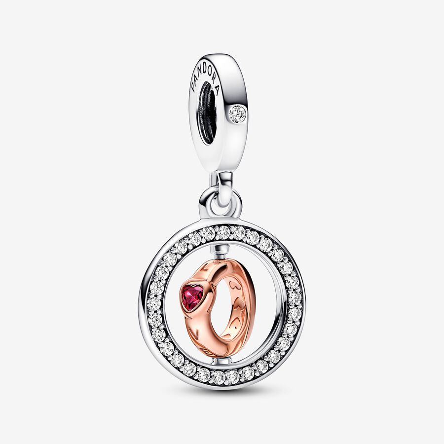 Pandora Two-tone Spinning Love Message Dangle Charm
