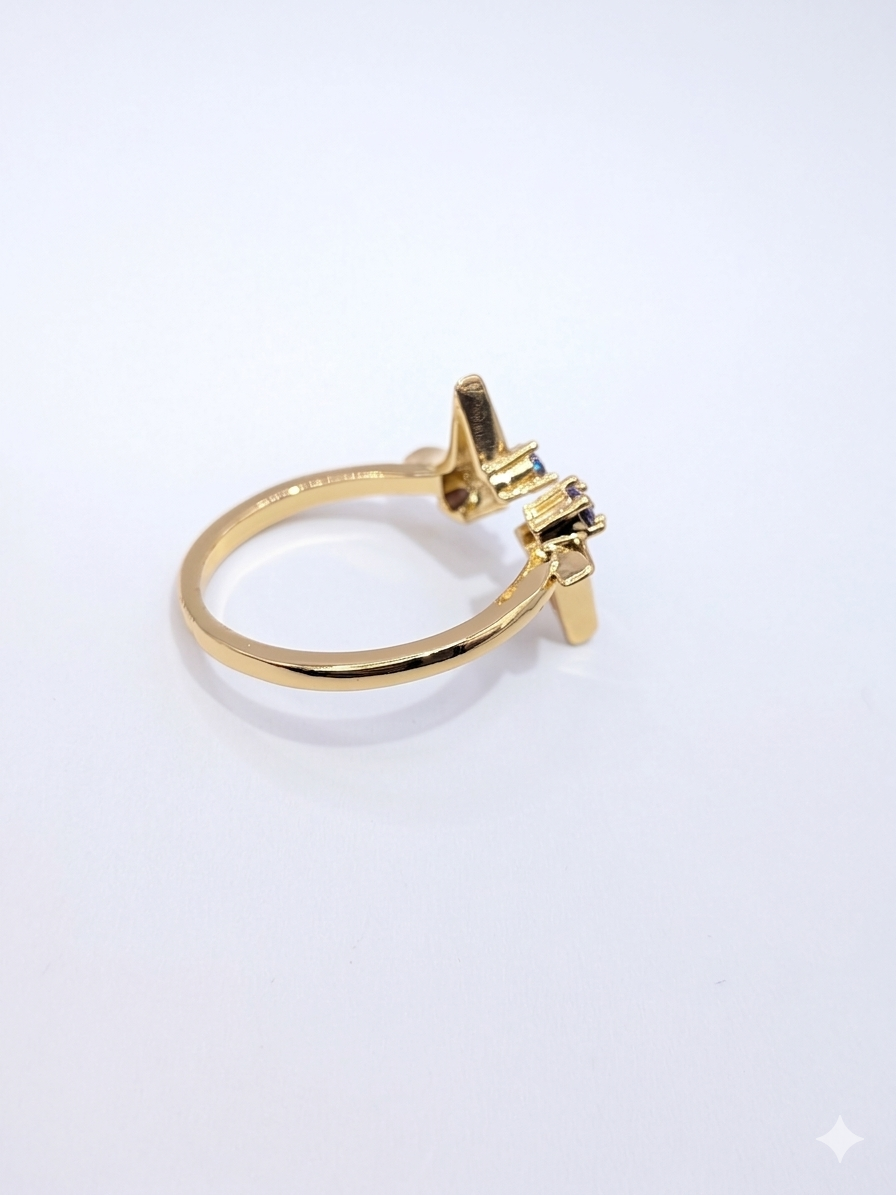Celestial Open-Band Ring with Purple Gemstone Accents