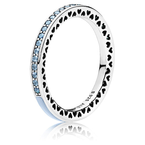 Pandora Radiant Hearts of Pandora Ring with Air blue Enamel