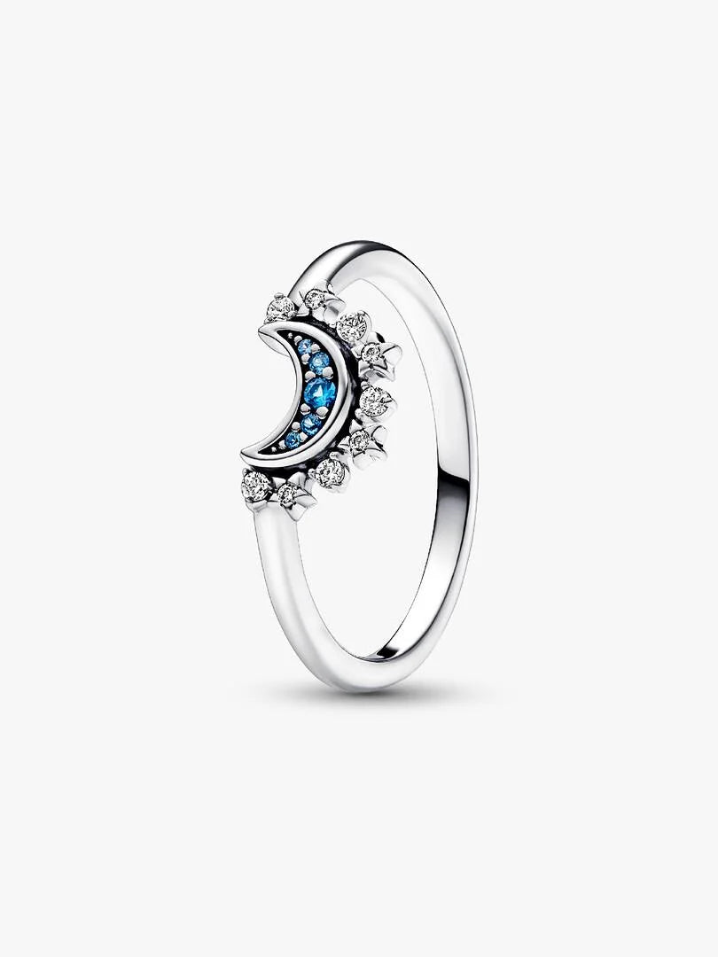 Pandora Celestial Blue Sparkling Moon Ring