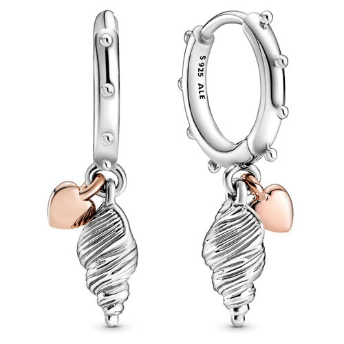 Pandora Heart and Conch shell Hoop earrings