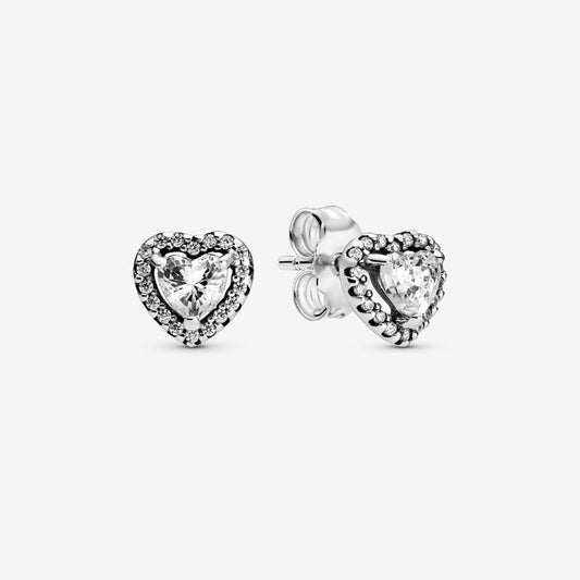 PANDORA Elevated Heart Stud Earrings Sterling Silver