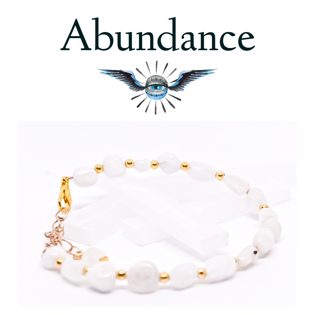 Abundance White Moonstone CHATOYANCY handmade  bracelet adjustable