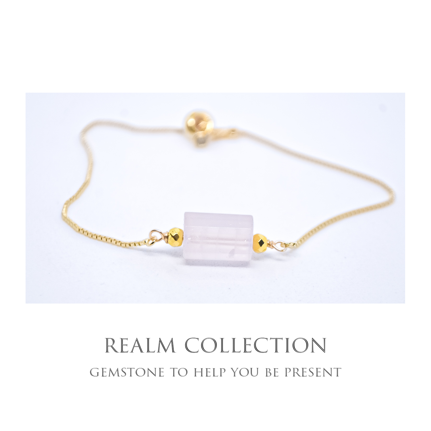 Realm facet natural Quartz handmade  bracelet adjustable chain with zircones