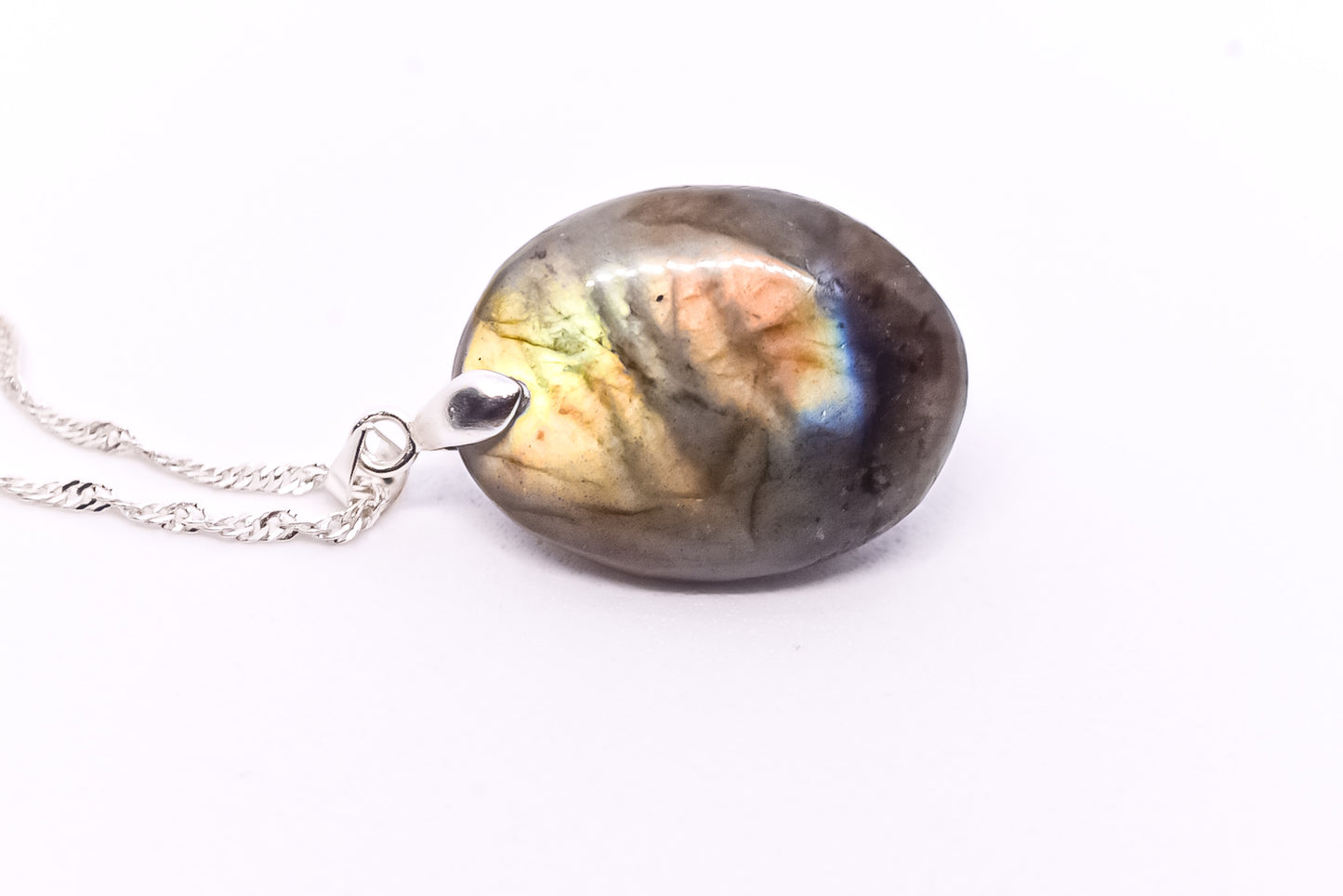Labradorite Silver Palted Necklace
