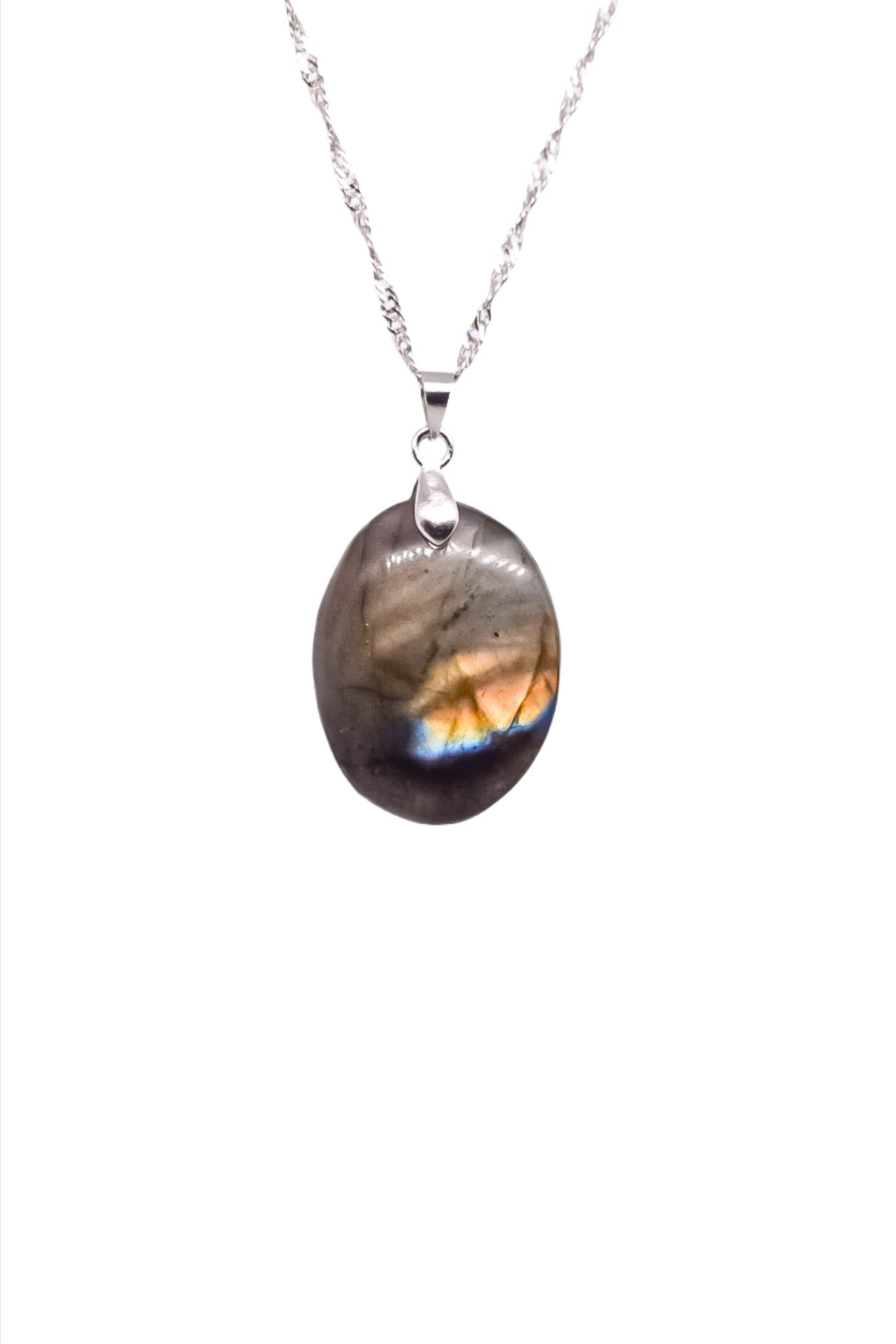 Labradorite Silver Palted Necklace