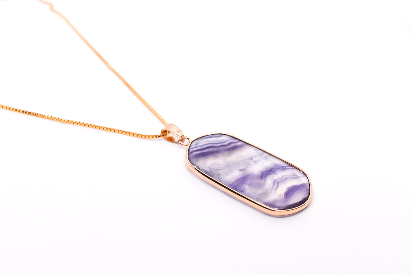 Rainbow Fluorite Pendant on 18K gold plated chain