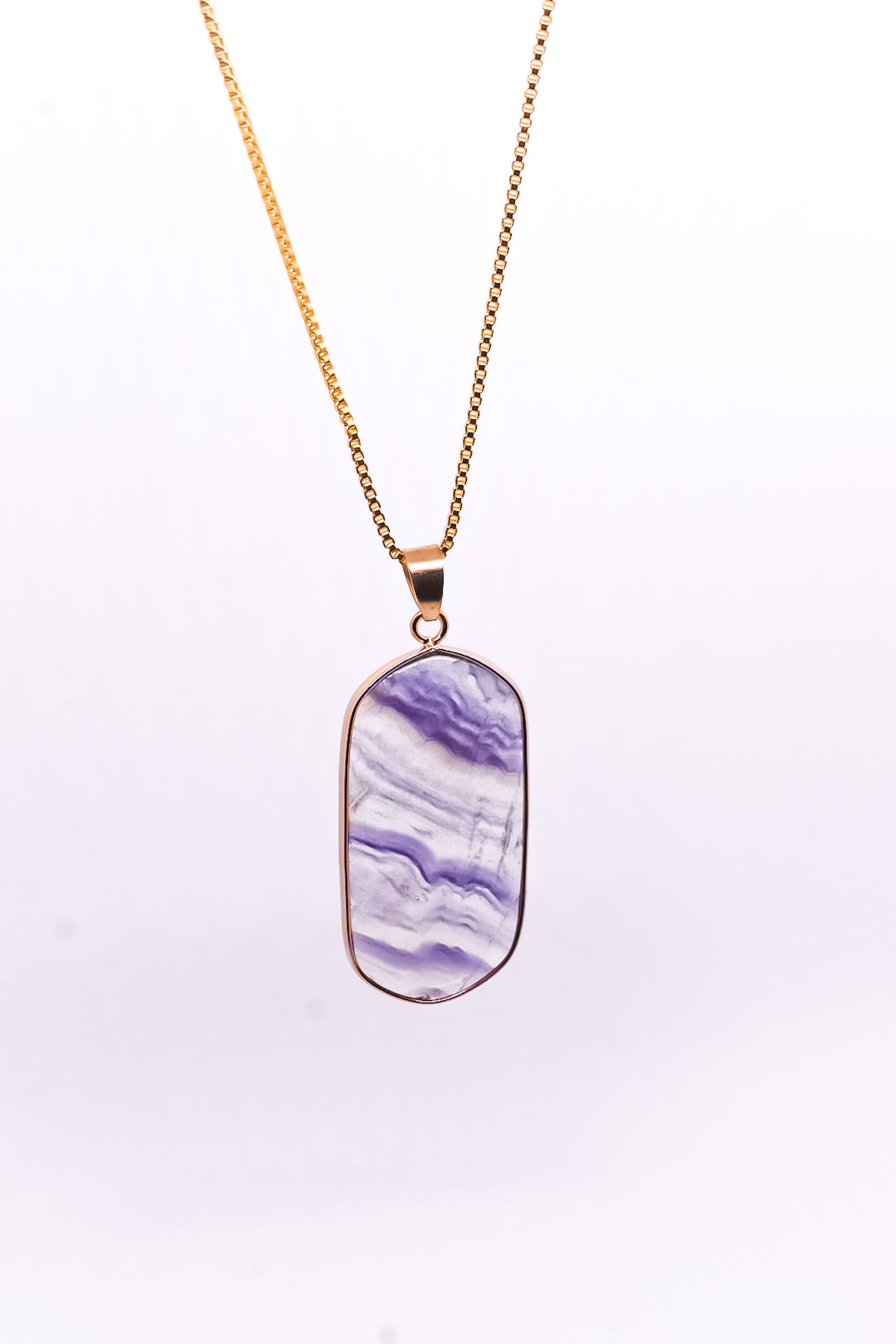 Rainbow Fluorite Pendant on 18K gold plated chain