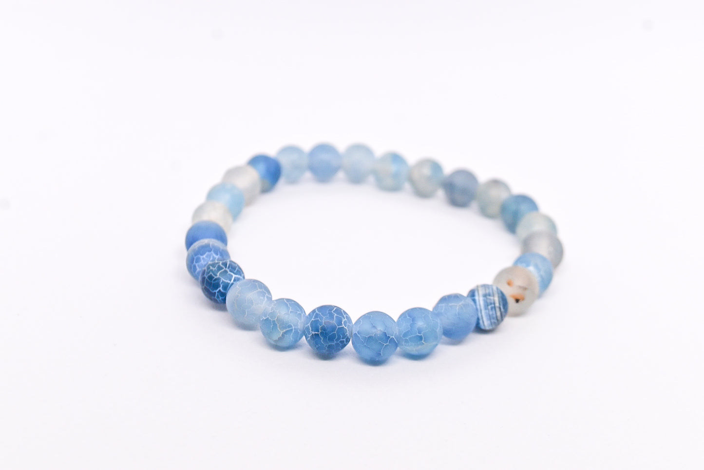 LUNA Blue Agate weathered 8mm beads bracelet