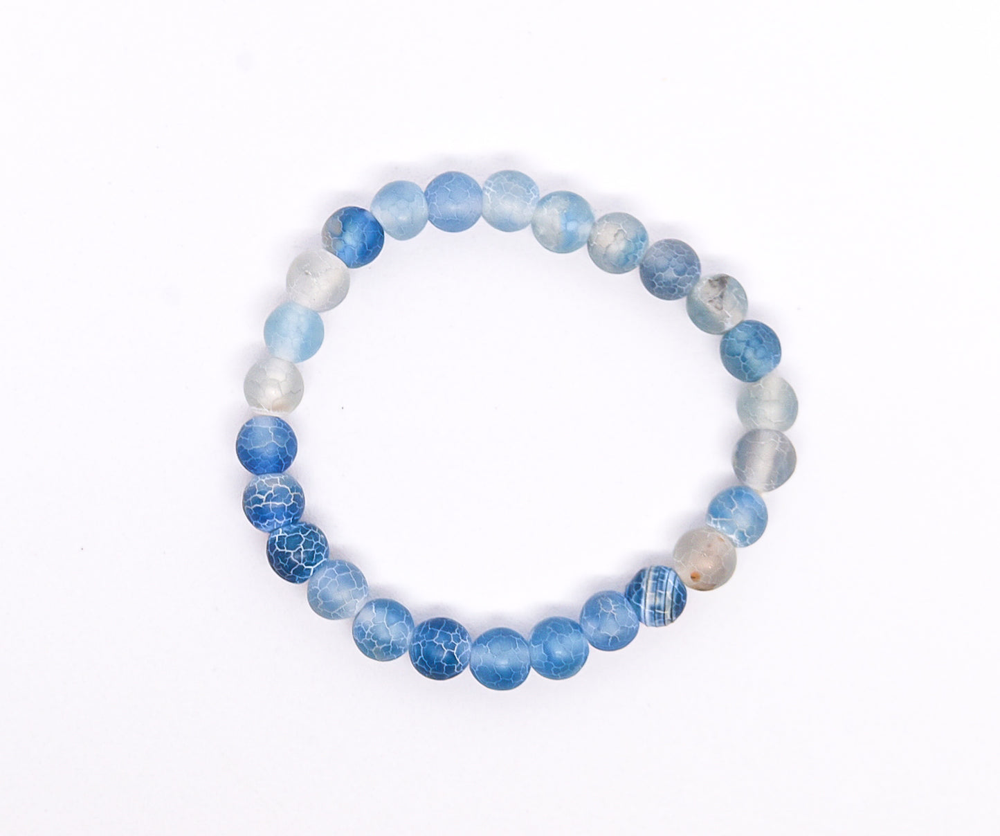 LUNA Blue Agate weathered 8mm beads bracelet