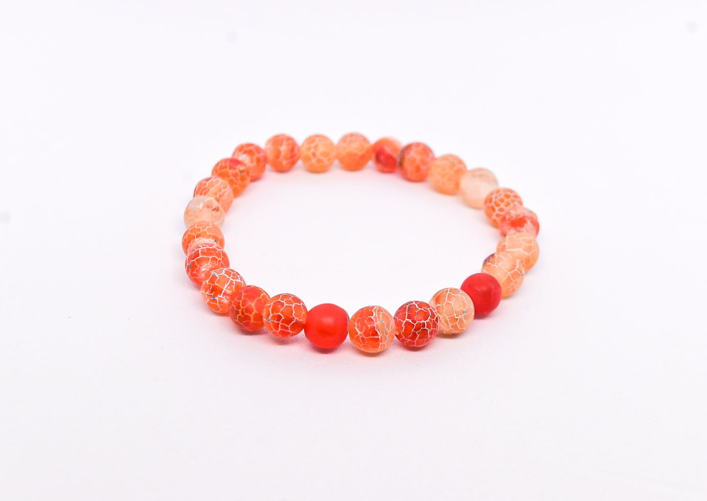 LUNA Weathered Orange Agate 8mm beads bracelet