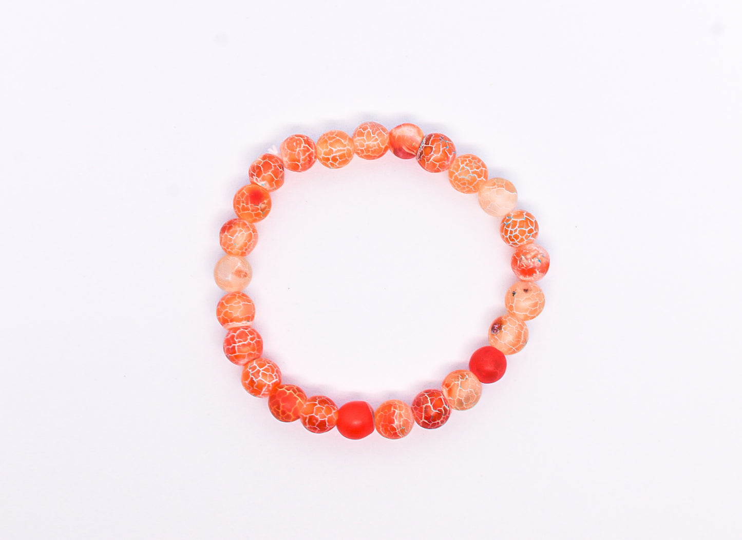 LUNA Weathered Orange Agate 8mm beads bracelet