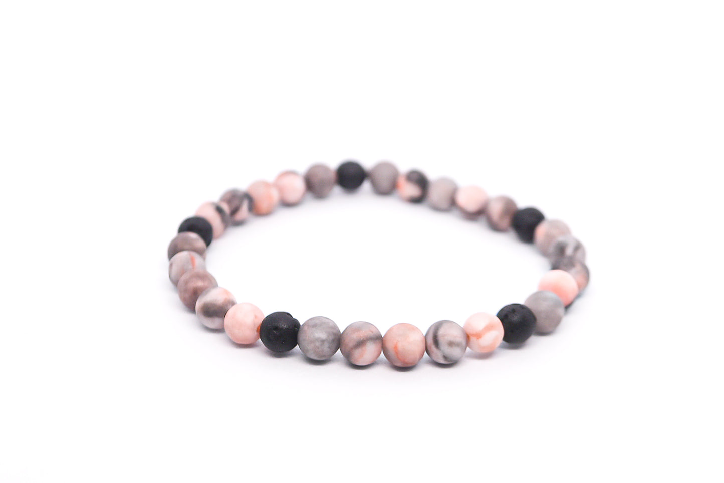 Pink zebra jasper 4mm beads bracelet matte