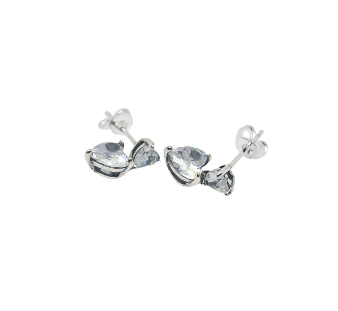 PANDORA Double Heart Sparkling Stud Earrings  Sterling Silver