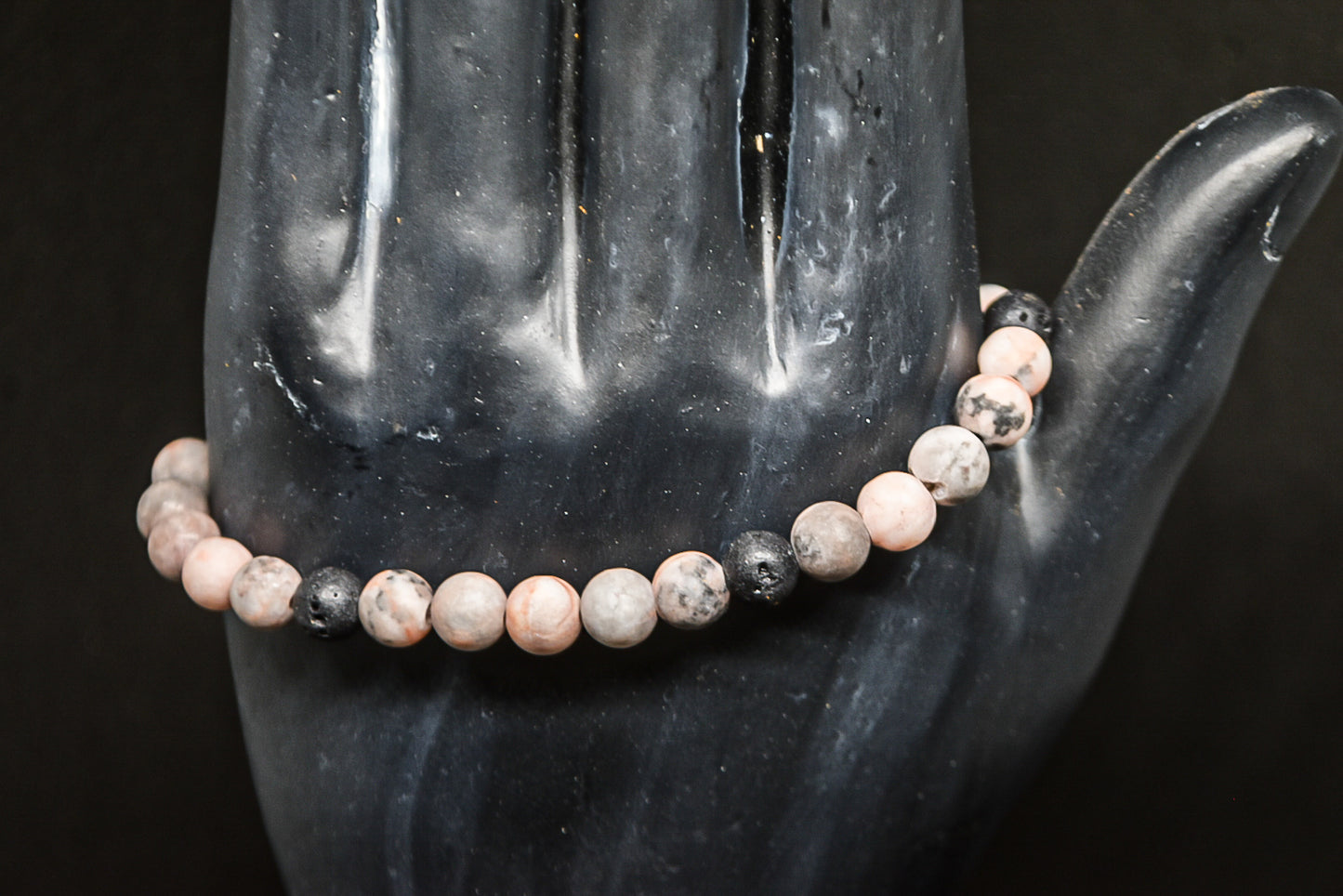 Pink zebra jasper 4mm beads bracelet matte