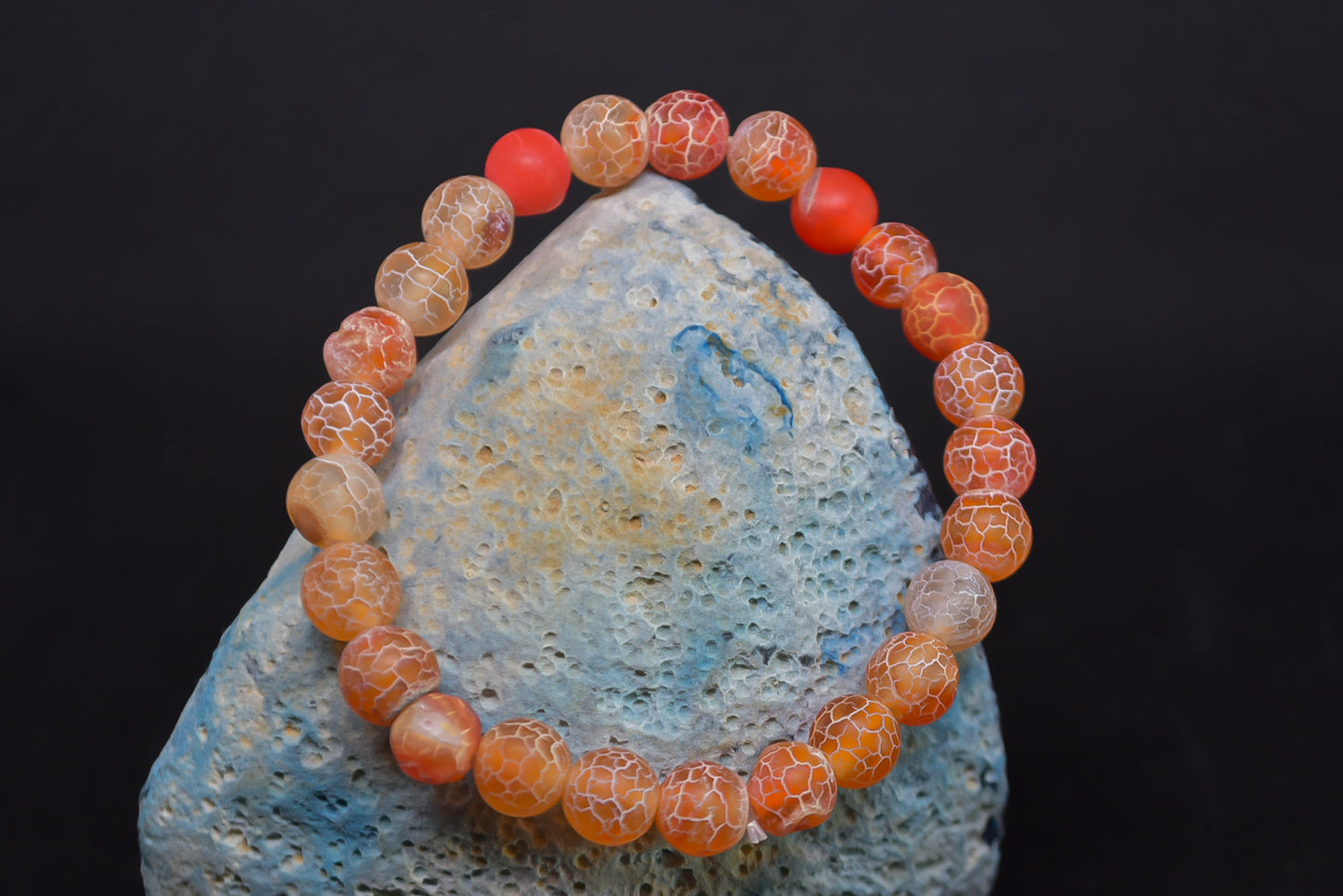 LUNA Weathered Orange Agate 8mm beads bracelet