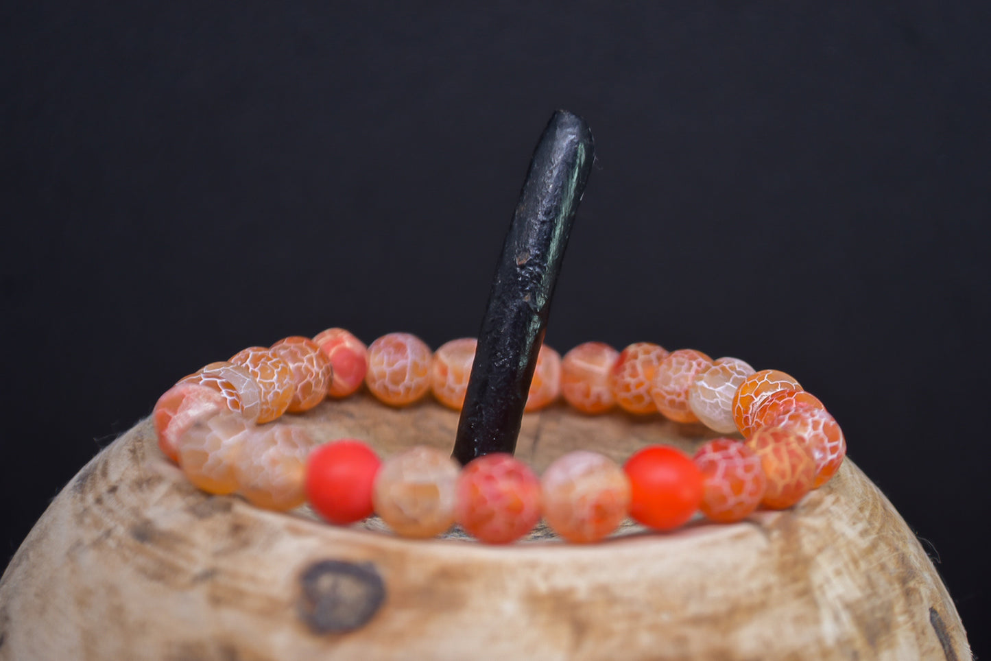 LUNA Weathered Orange Agate 8mm beads bracelet