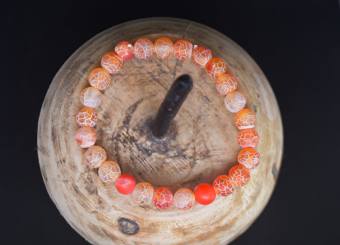 LUNA Weathered Orange Agate 8mm beads bracelet