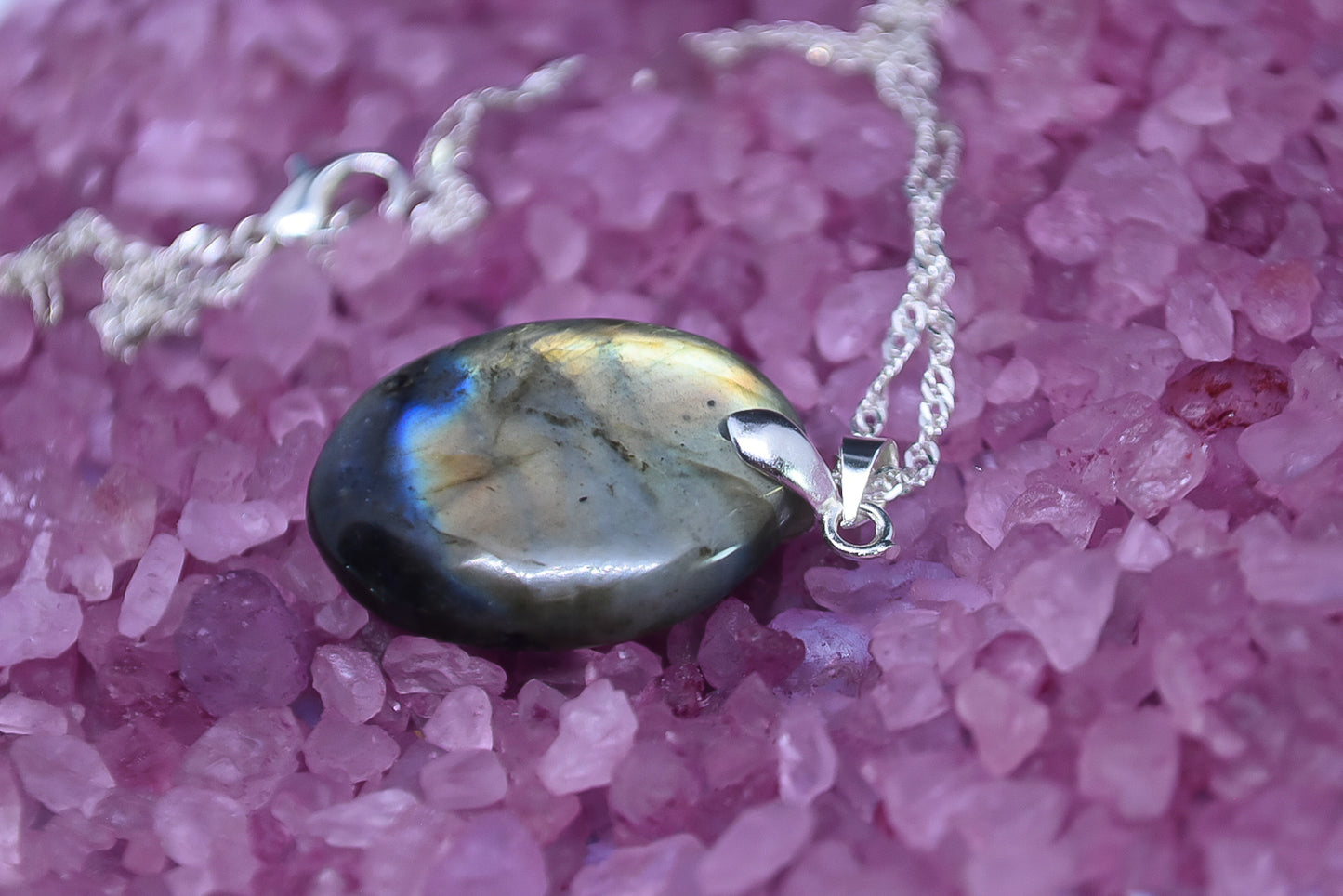 Labradorite Silver Palted Necklace