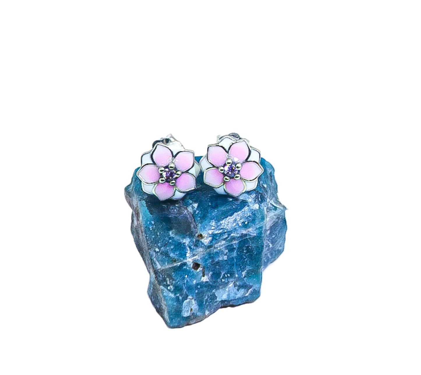 Pandora Pink magnolia stud earrings