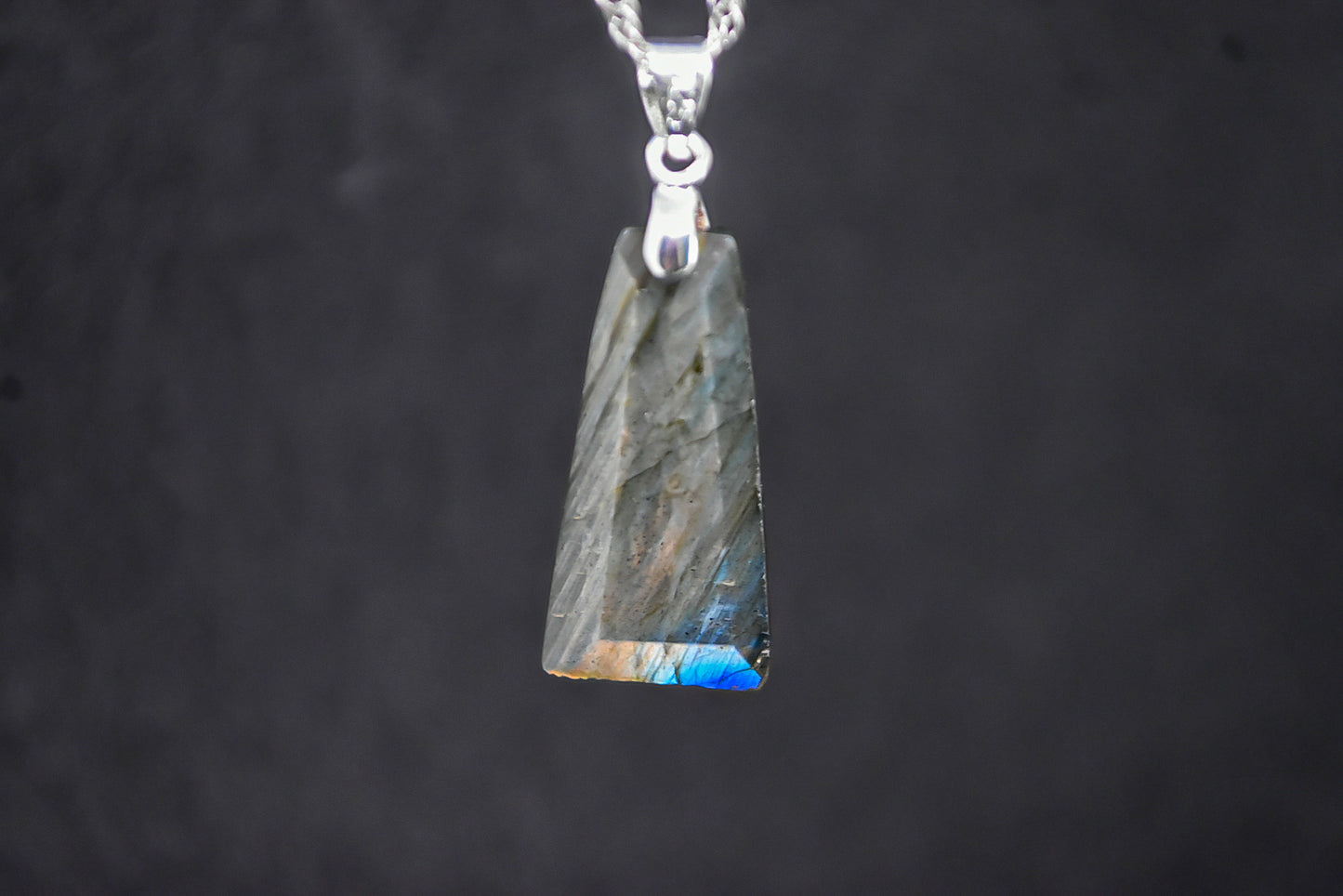 Aurora borealis Labradorite trapezoid crystal pendant Necklace