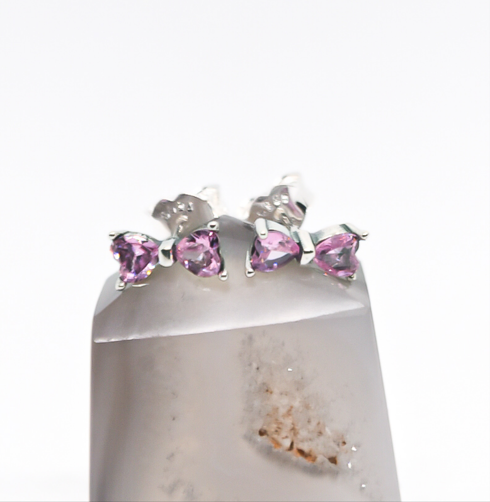 Pandora Sparkling Pink Bow Stud Earrings