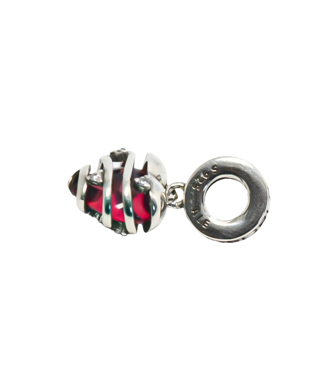 PANDORA Reveal your Love Spiral Dangle Charm Pink Glass