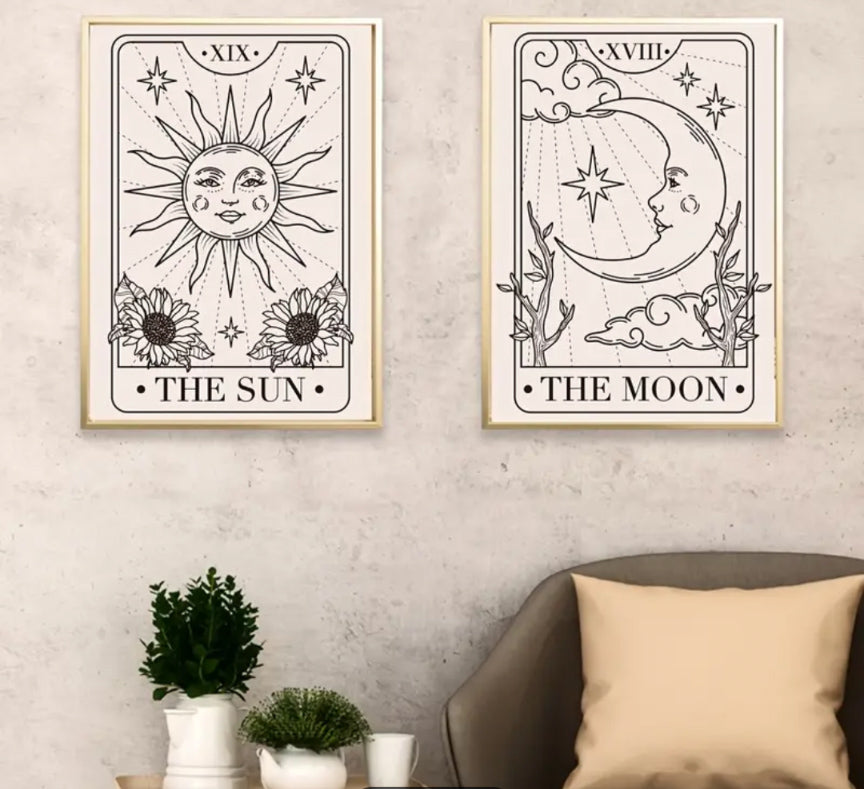 Sun Moon Celestial Astrology Canvas Prints  set 30 * 40 cm unframed Wall Art