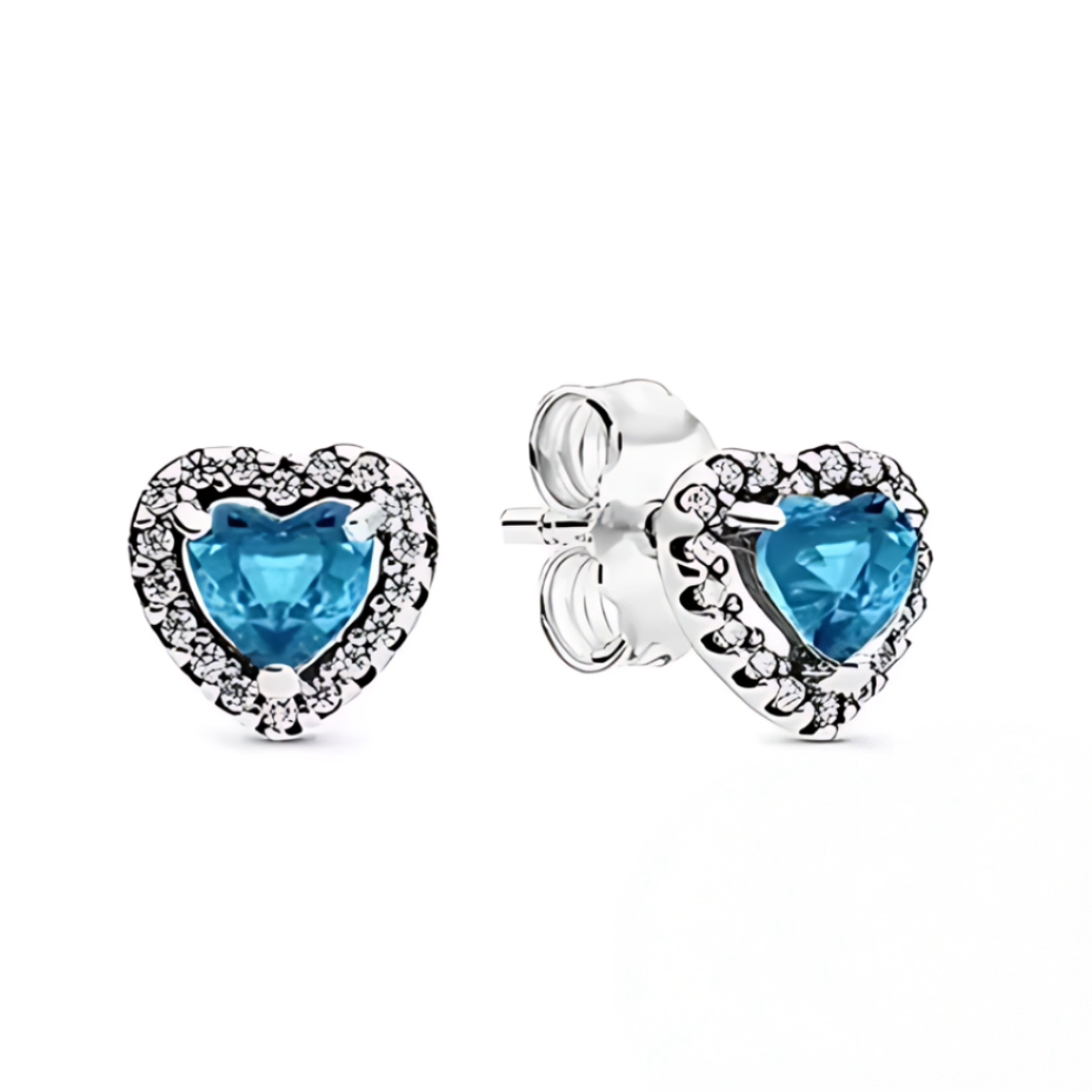 Pandora Blue Eleveted Heart stud earrings