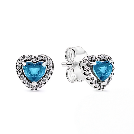 Pandora Blue Eleveted Heart stud earrings