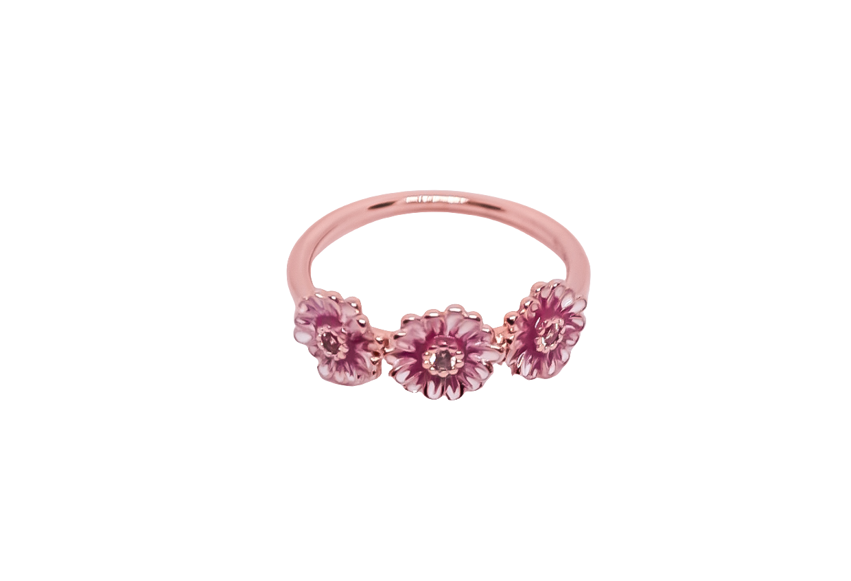 Pandora Pink Daisy Flower Trio Ring – Skye Walker Crystal Therapy