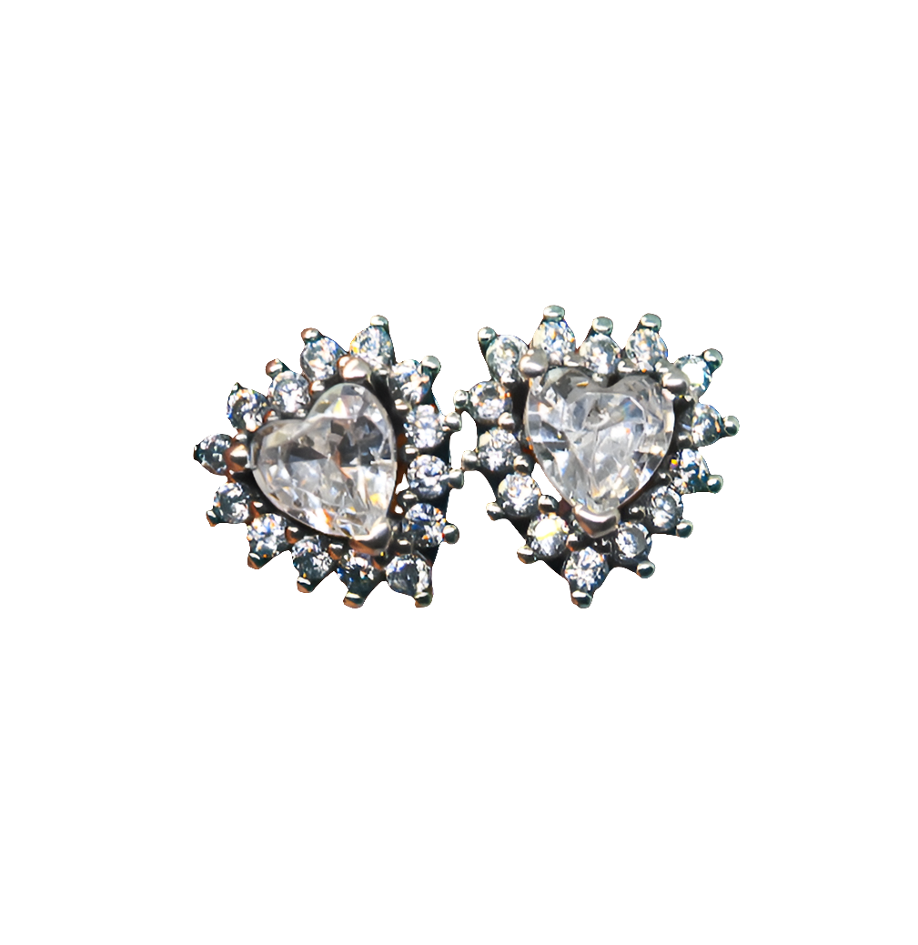 Pandora Sparkling Heart Halo Stud Earrings