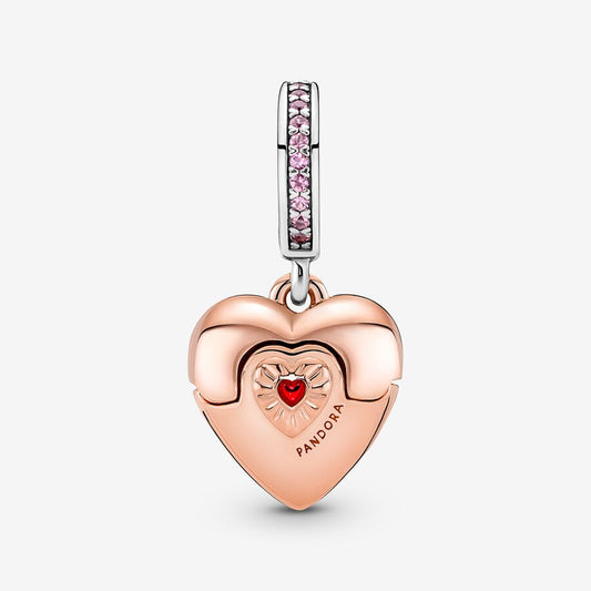 PANDORA Locket  Heart OPENABLE Charm 14K Rosé Gold Plated GIFT POUCH