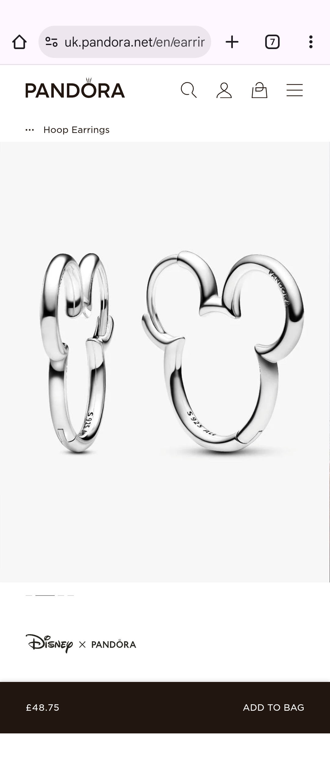 Pandora Disney Shilluette hoop earrings
