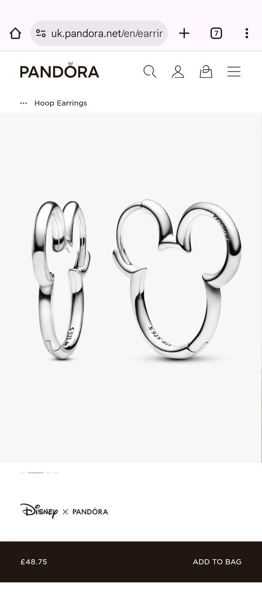 Pandora Disney Shilluette hoop earrings