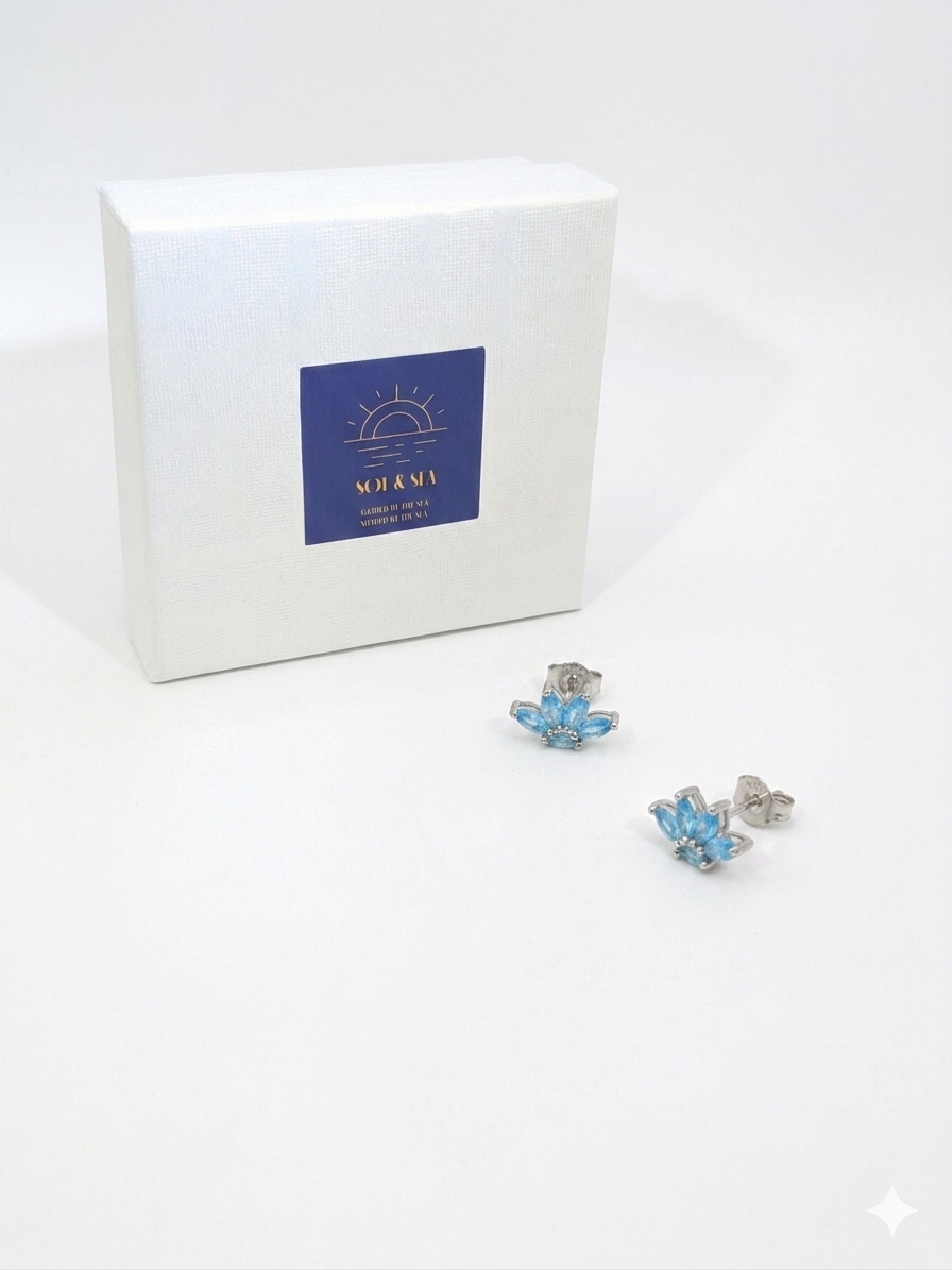 Sol & Sea Sterling silver Azure Blue Horizon Petal Earrings