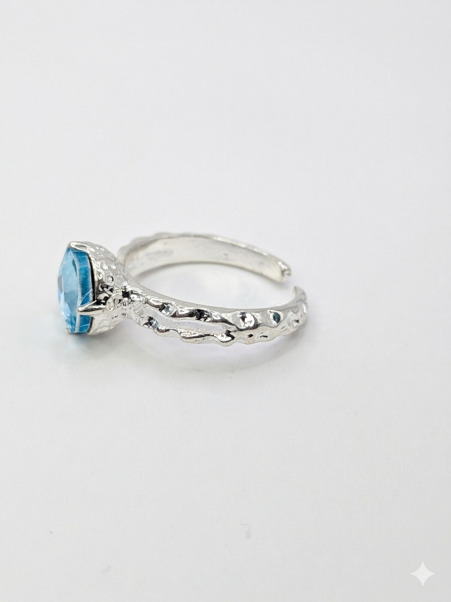 Sol & Sea: Azure Radiance Silver-Plated Solitaire statement ring