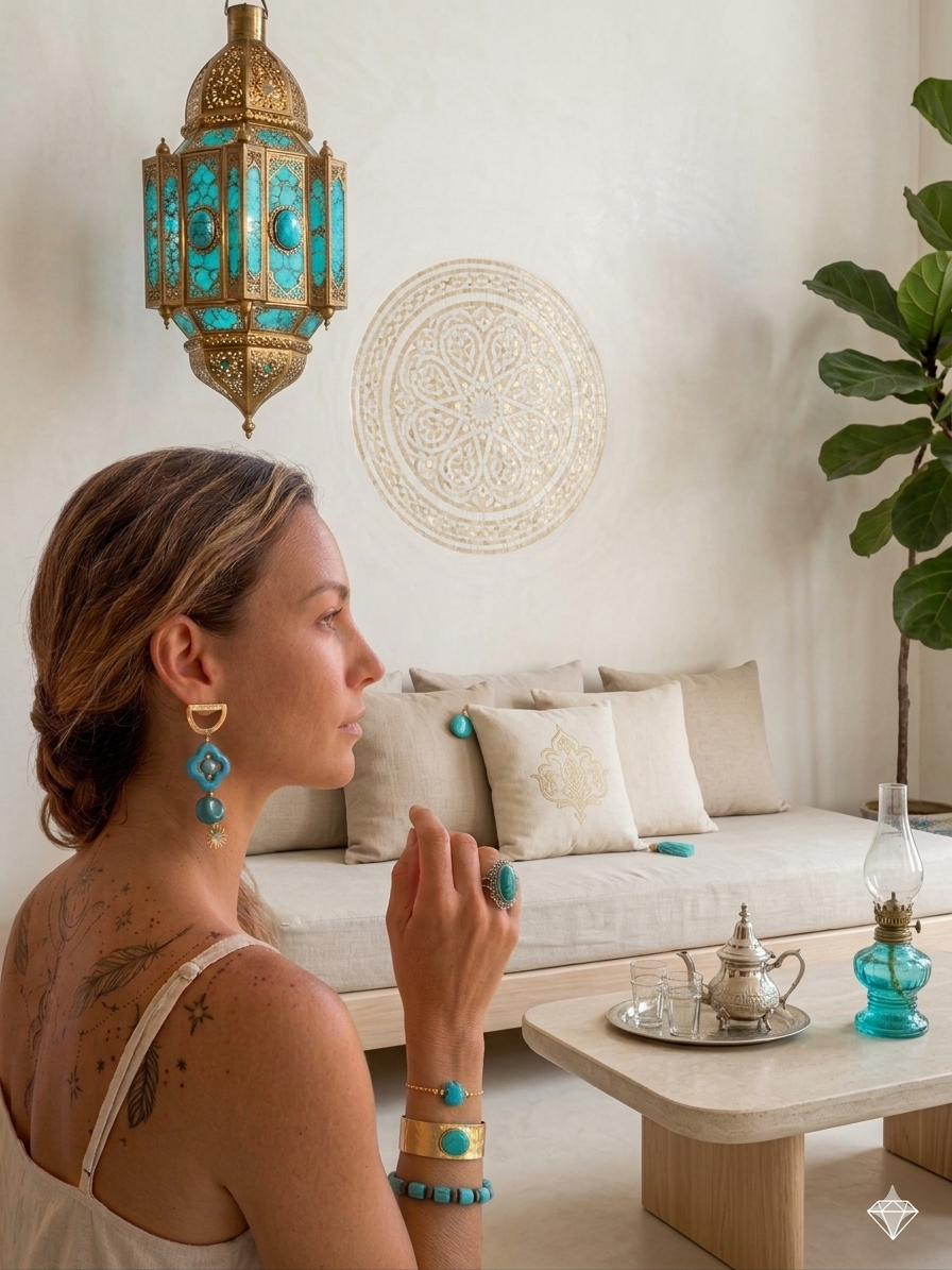 Sol & Sea The Solstice Bloom Collection: Handcrafted Artisan Agate and Turquoise Moroccan-Inspired Drops